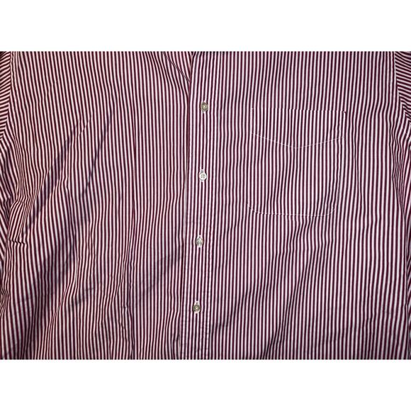 Jos A Bank Men's Travelers Red White Stripe Cotton Casual Shirt L Medium - Picture 3 of 5